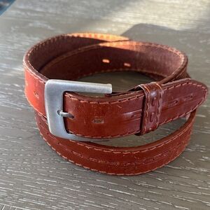 VEARI Men's Brown Genuine Leather Belt Handcrafted in Mexico Size 38 EUC